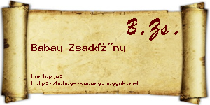 Babay Zsadány névjegykártya